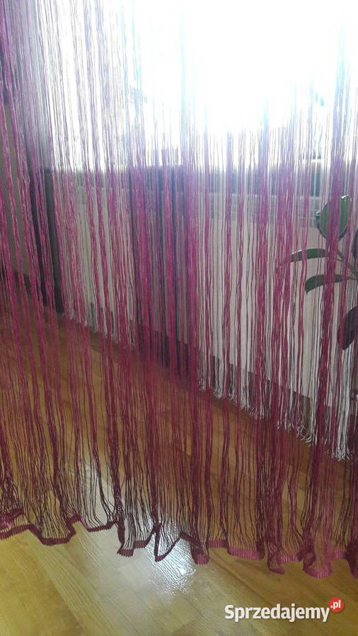 Firana makaron malina fuksja 290x160 nitki paski Radom