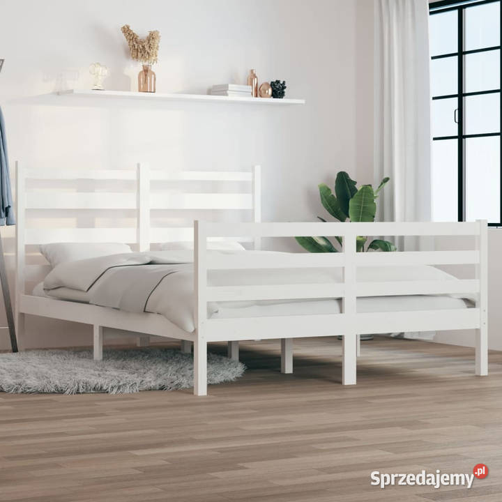 Rama łóżka lite drewno sosnowe biała 120 x 200 Warszawa