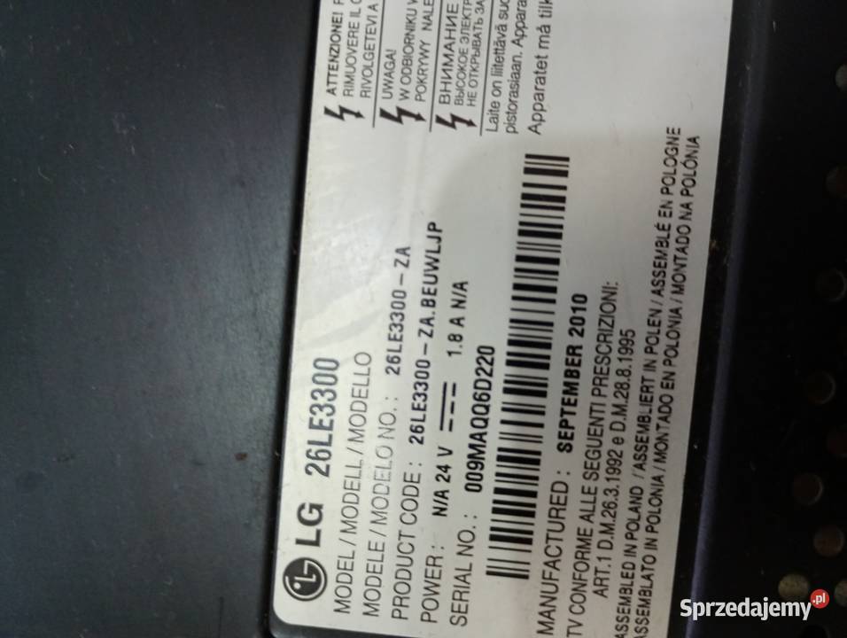 telewizor TV LG 26LE3300 26 czarny pilot brak zachodniopomorskie Szczecin