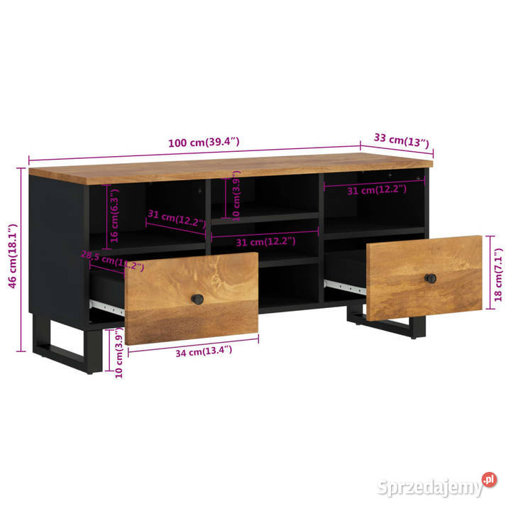 Szafka pod TV 100x33x46 mango i materiał RTV mazowieckie Warszawa