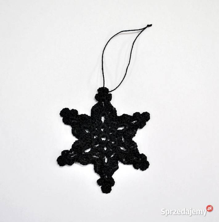 Zawieszka szydełkowa choinkę gwiazdka 8 czarna