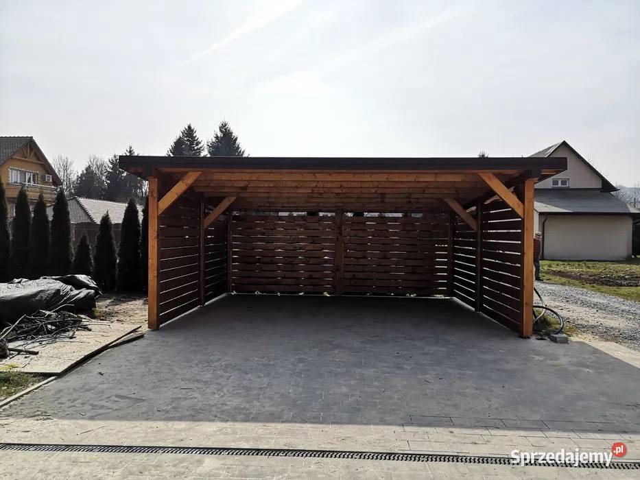 Wiata garażowa drewniana carport altana ogrodowa małopolskie Gdów