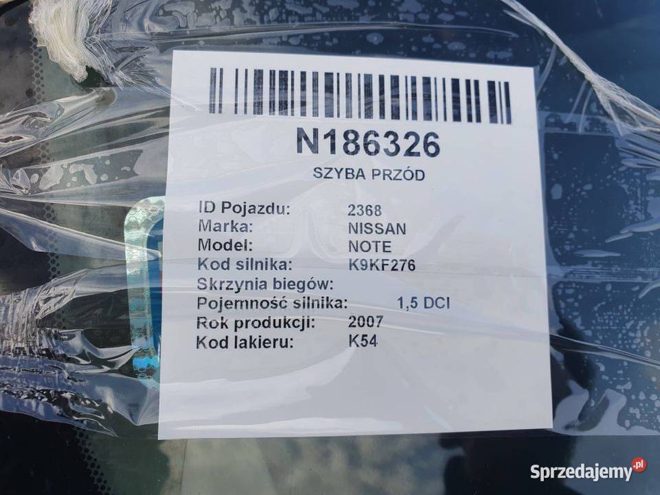 SZYBA PRZÓD NISSAN NOTE kujawsko-pomorskie Lipno