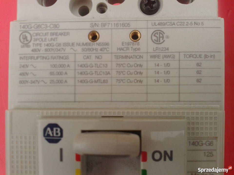 ALLEN BRADLEY 140G Części i akcesoria pomorskie Gołębiewo sprzedam