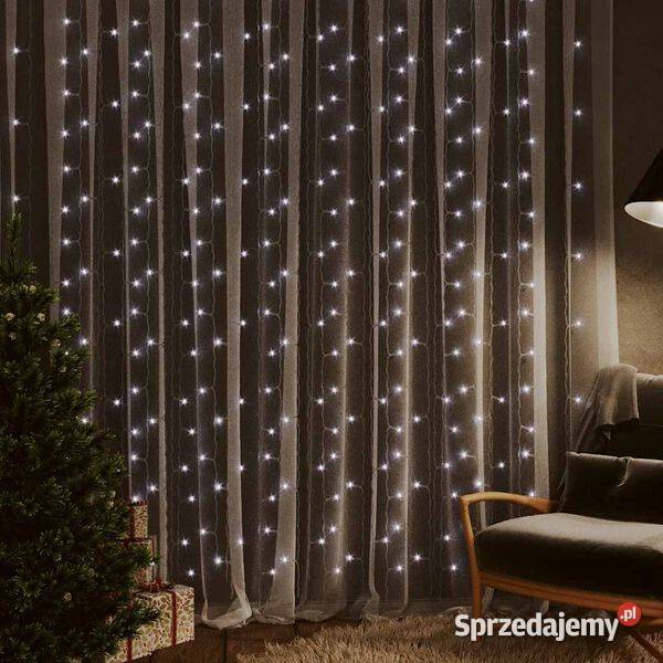 vidaXL Kurtyna lampek 3x3m 300 zimnych białych