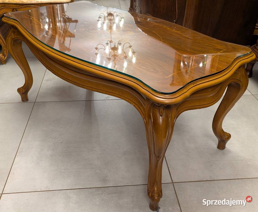 Piękny stolik ludwikowski orzech intarsje sklep Dąbrowa Górnicza