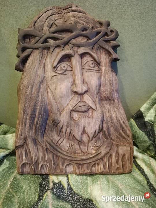 Płaskorzeźba Chrystusa Frasobliwego w drewnie kujawsko-pomorskie Lipno sprzedam