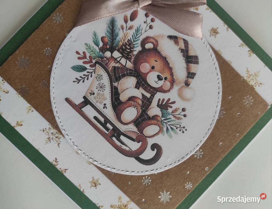 Kartka ręcznie robiona handmade świąteczna Boże Rękodzieło łódzkie Łódź