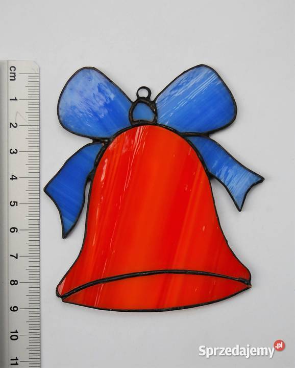 Dzwonek z kokardą świąteczny witraż Tiffany odcienie pomarańczowego  Lublin