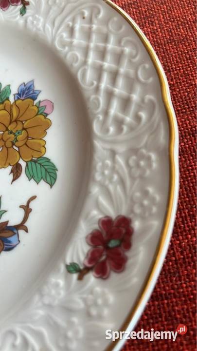 Talerz z ptaszkiem wśród kwiatów Schumann Gdańsk sprzedam