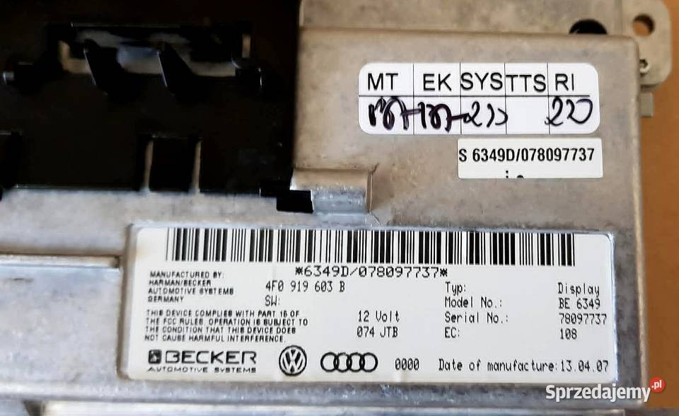 Wyświetlacz MMI 2G High Audi A6 C6 4F uszkodzony małopolskie Kraków