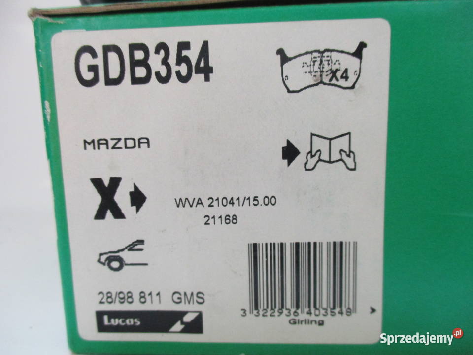 Klocki hamulcowe TRW GDB354 MAZDA 626 II 16 20 Łódź