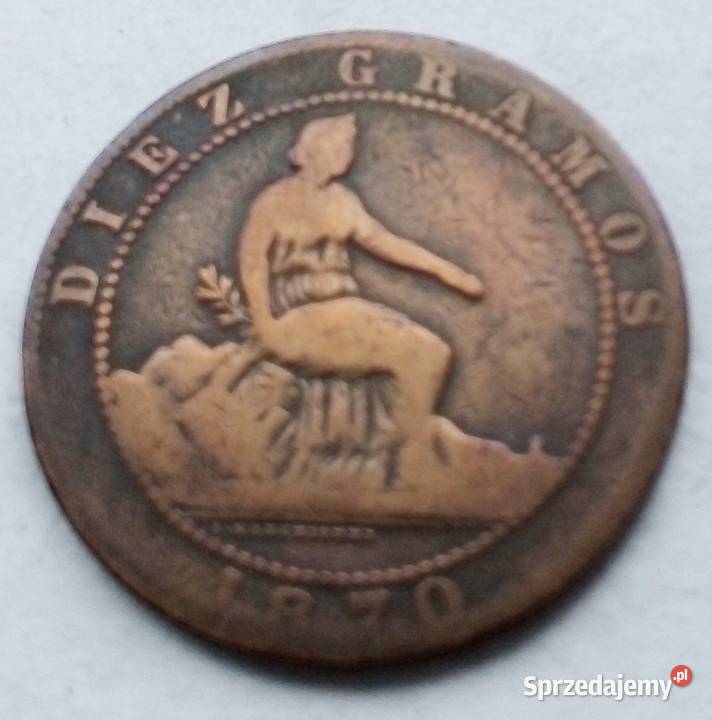 HISZPANIA5 CENTYMÓW1870 r ŁADNA Legionowo