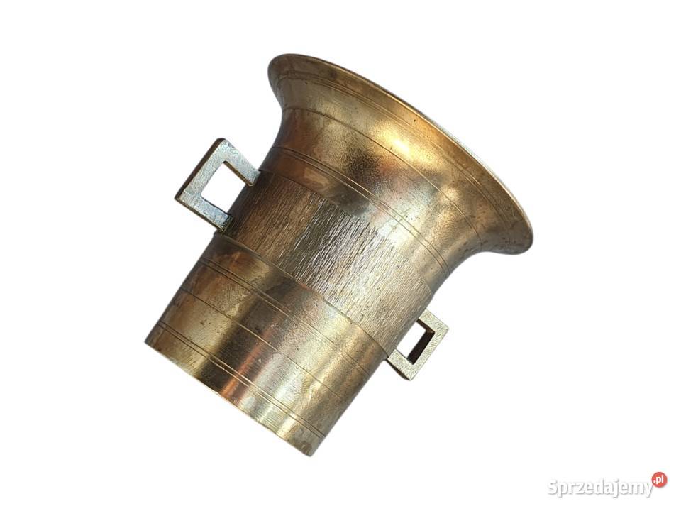 Stary mosiężny moździerz kuchenny sygnowany lata Cieszyn
