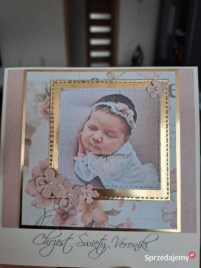 Kartka w kopercie okazji chrztu urodzin