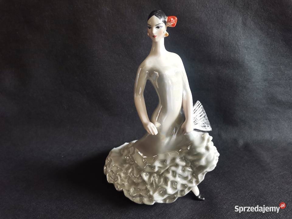 Stara figurka Taniec Hiszpański Tancerka Porcelana i szkło śląskie Katowice