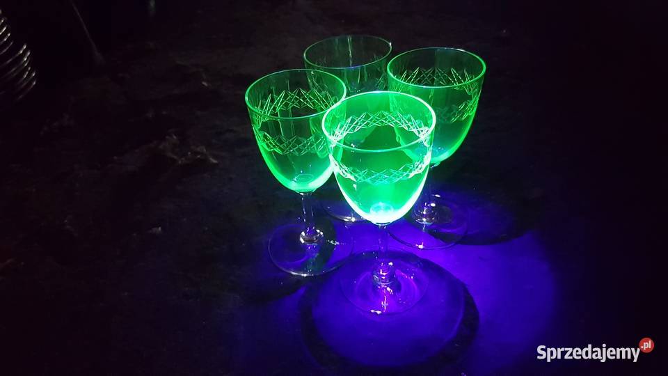 Kieliszki szkło uranowe śląskie Myszków