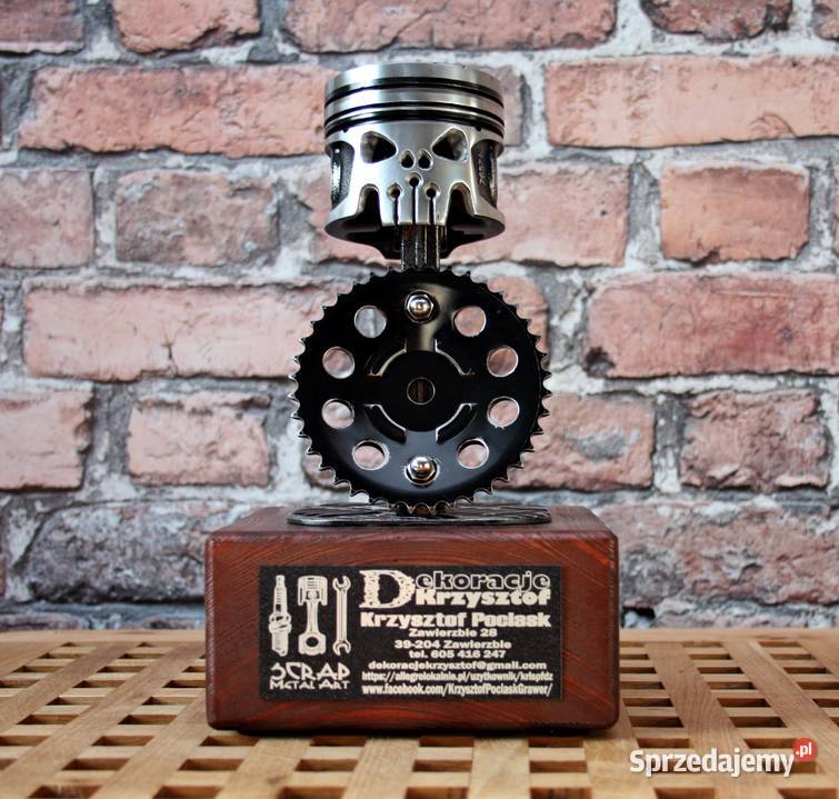 Puchar Czaszka Tłok Scrap Metal Art Dębica