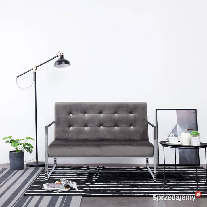 2osobowa sofa z podłokietnikami ciemnoszara Sofy i kanapy Warszawa