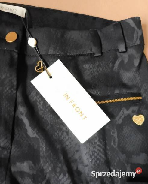Spodnie Damskie Czarne Wzór Wąż M Nowe InFront Bydgoszcz