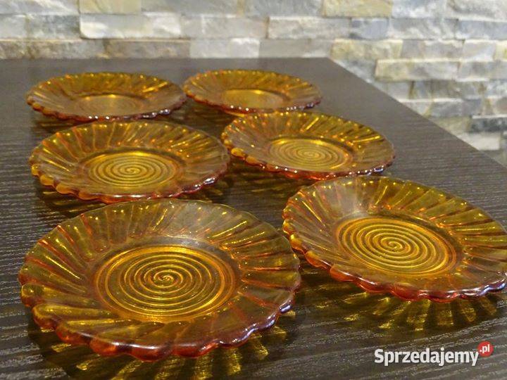 Bursztynowe talerzyki z huty Laura Tarnów odcienie pomarańczowego  Łódź sprzedam