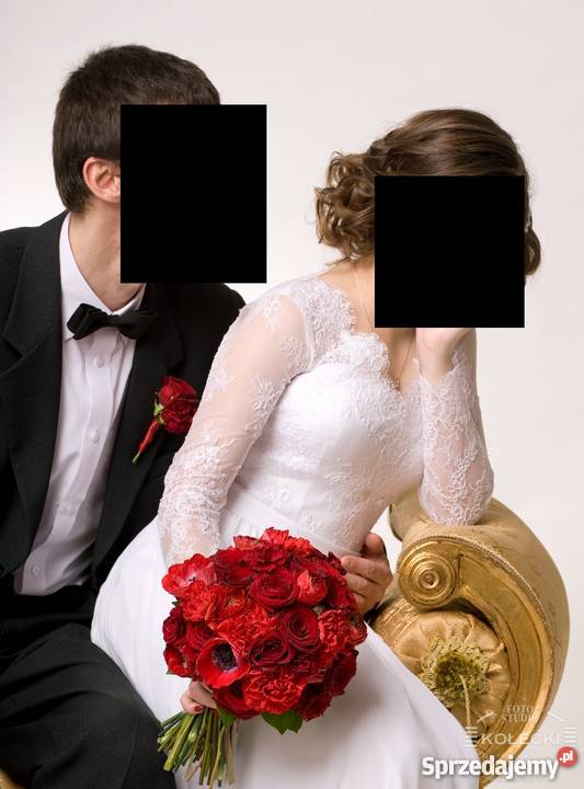 Suknia ślubna r 36 38 długi rękaw prosta skromna Rozmiar 36(S) Poznań
