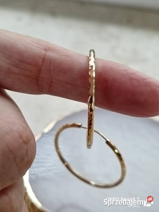 Złote Nowe kolczyki koła ze wzorem śred31mmpr585 Wałcz