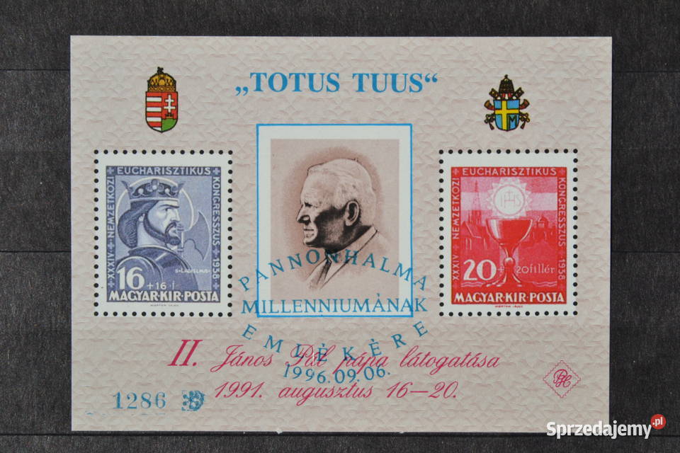 Znaczki Papież Jan Paweł II Węgry Blok Filatelistyka Sobótka