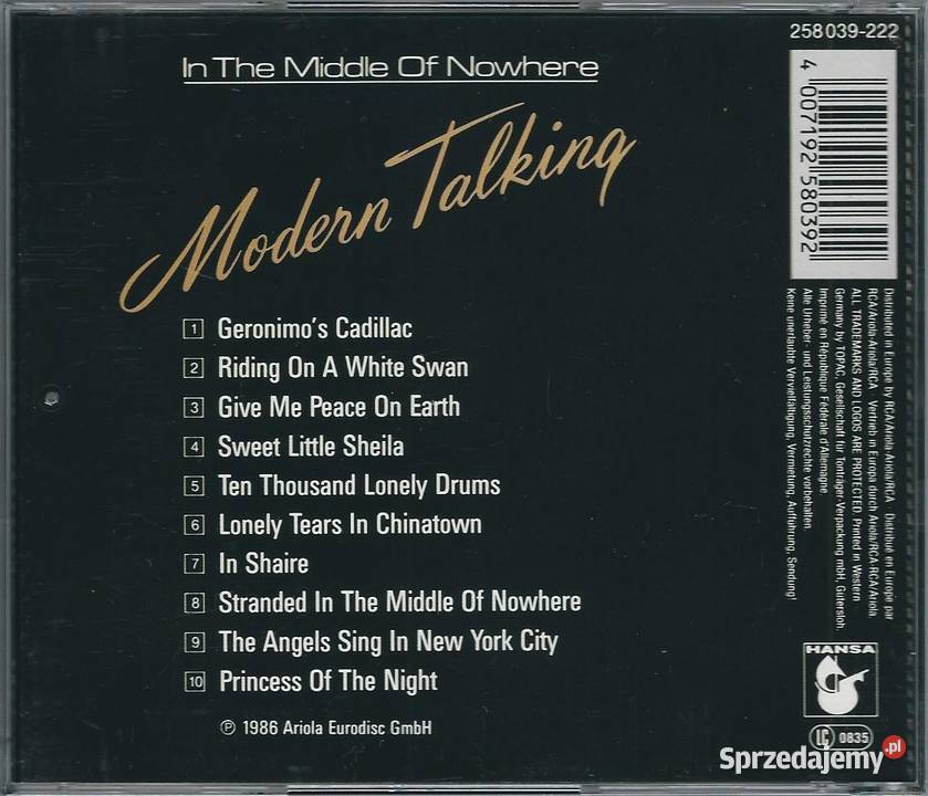 CD Modern Talking In The Middle Of Nowhere The Brwinów sprzedam