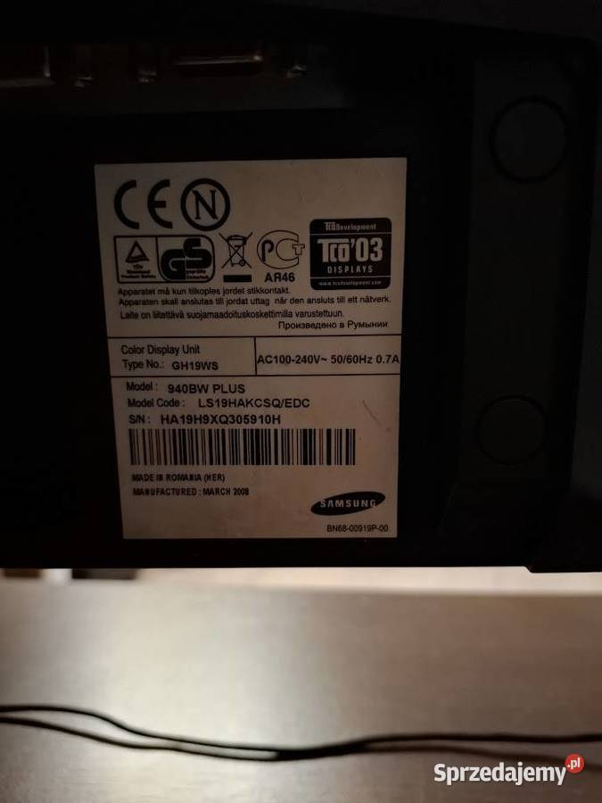 Samsung SyncMaster 940BW monitor komputerowy 19 Chojnów