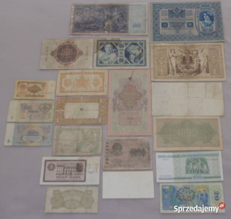 Zestaw banknotów różnych 20 Płock