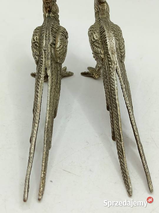 Dwa metalowe ptaki koguty bażanty na spacerze Zamość