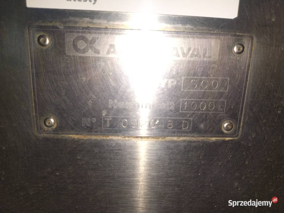 Zbiornik do mleka wannowy 1000l ALFALAVAL z Pęczki-Kozłowo sprzedam