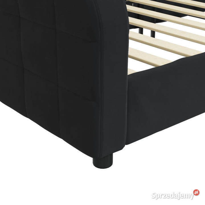 Sofa z funkcją spania czarna obita aksamitem 224cm Warszawa