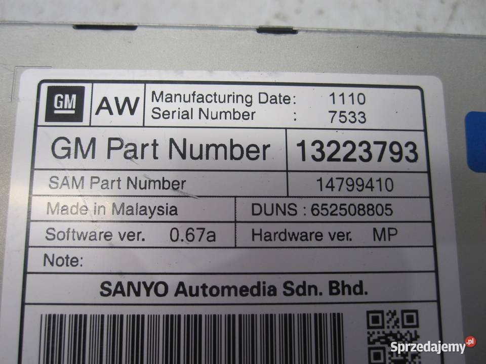 CHEVROLET CRUZE I 11r ekran wyświetlacz 13223793 Kielce