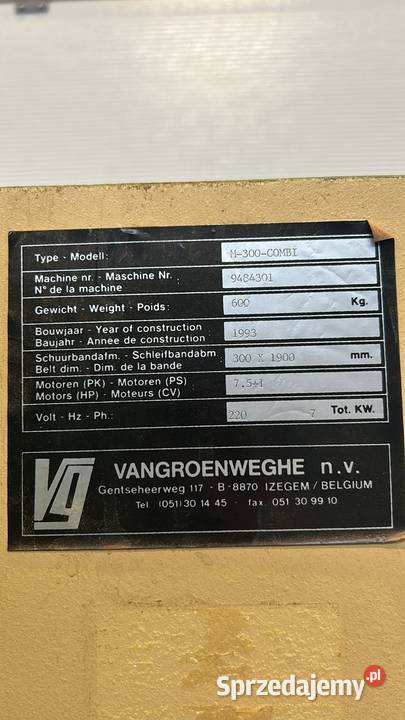 Szlifierka przelotowa Vertongen M300 Combi Juszczyn