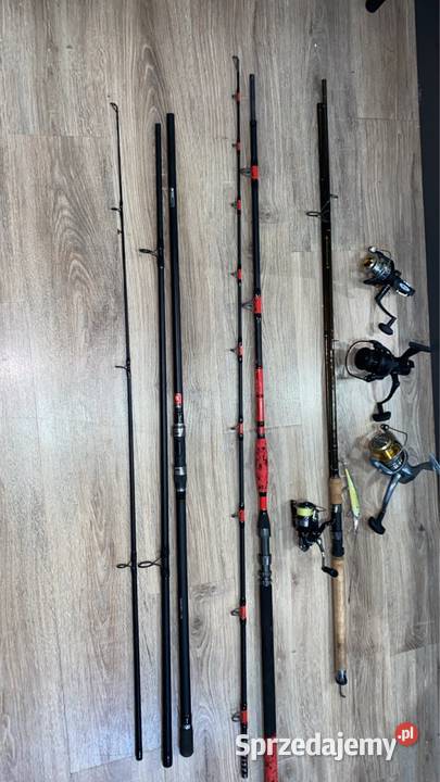 Wędkarski Zestaw wędek i kołowrotków dziś taka sprzedam