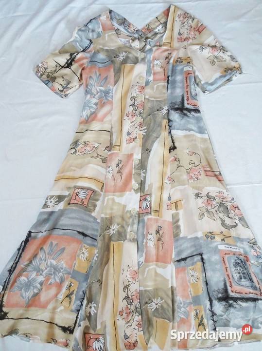 Sukienka zapinana Vintage wiskoza 38 40 Nowy Sącz