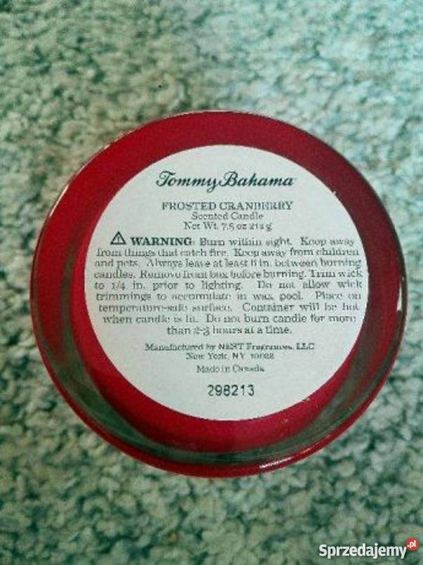 Świeczka Zapachowa Tommy Bahama Holiday Edition odcienie czerwieni Dekoracje i ozdoby pomorskie Gdańsk