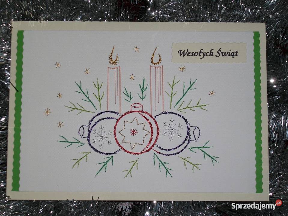 Kartki haftowane Bożonarodzeniowe na Boże Rękodzieło Świdnik
