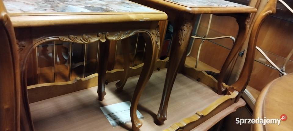 Drewniane stoliki z pięknym marmurem dolnośląskie Lubań