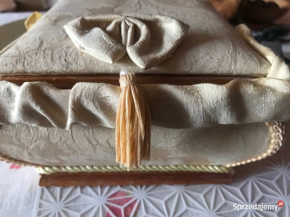 Szkatułka na biżuterię drewniana pokrycie Pozostałe Zbąszynek