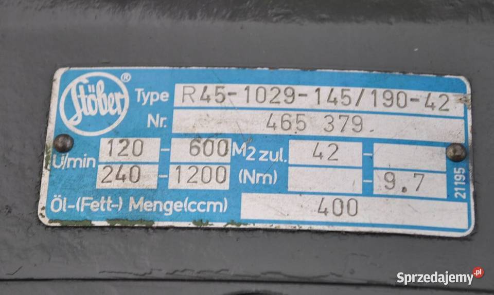 Motoreduktor dwubiegowy 14519kw z regulacją Kargowa