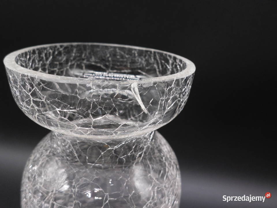 Vintage wazon ze spękanego szkła CRACKLE GLASS wielkopolskie Raszków