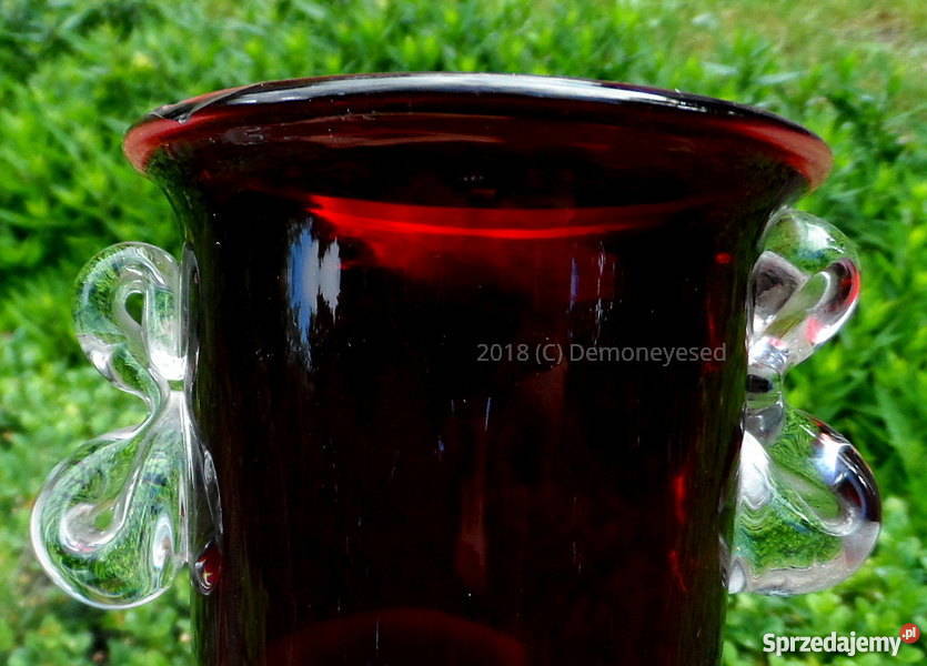 Wazony PRL szkło artystyczne czerwone Tarnowiec Kraków