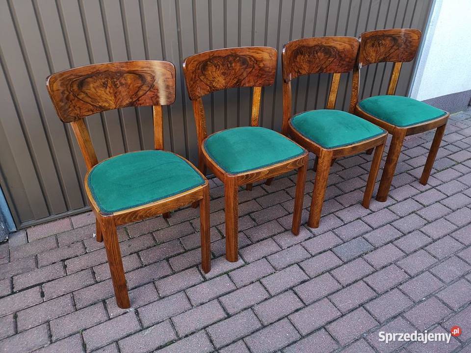 Krzesła ARTDECO Orzech Stare Antyk Komplet 4 wielkopolskie Swarzędz