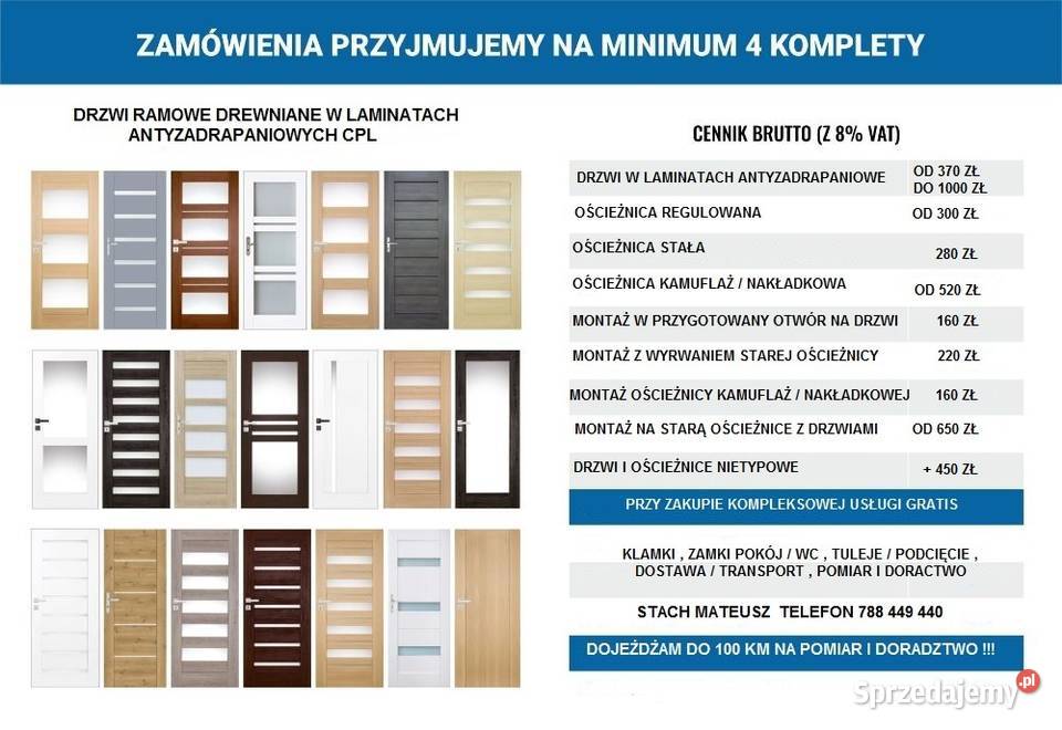 DRZWI WEWNĘTRZNE Z MASKOWANIEM STARCYH FUTRYN Mielec sprzedam