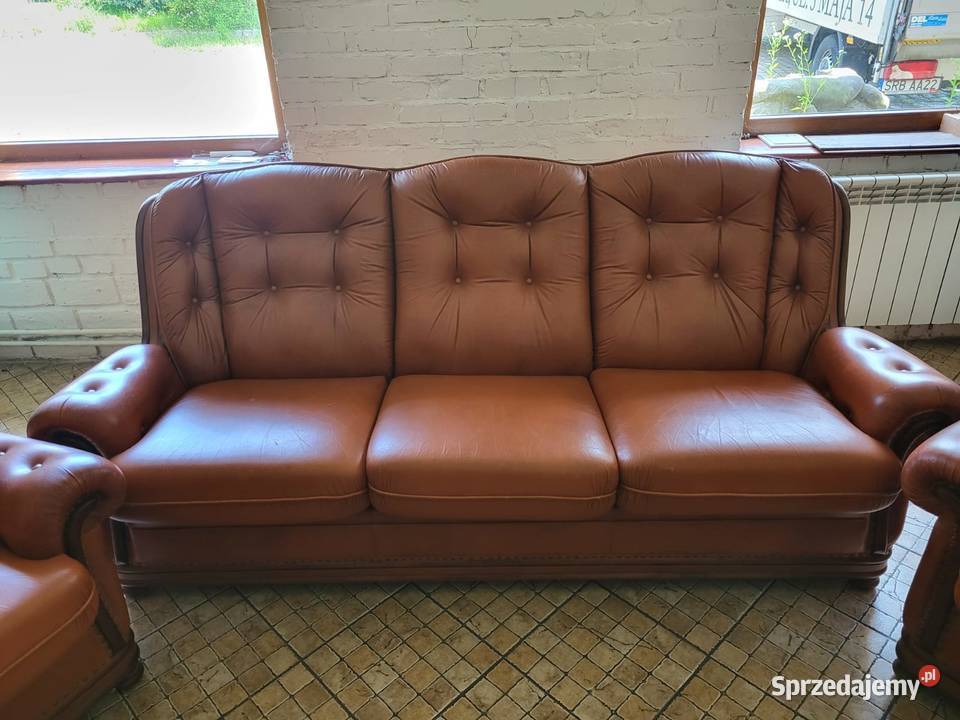Wypoczynek skórzany kanapa 3 osobowa z dwoma Meble Rybnik