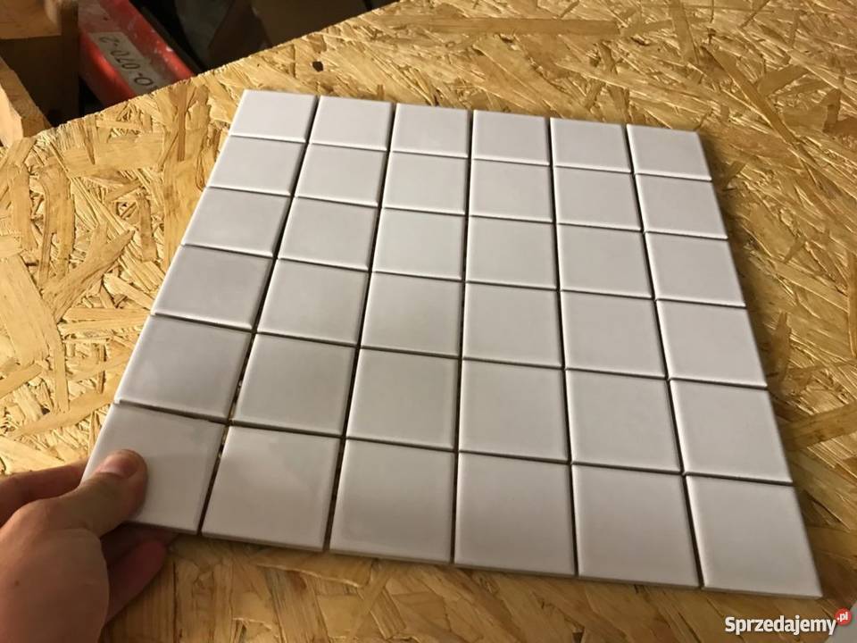 mozaika biała połysk ceramiczna 23x23 kostki