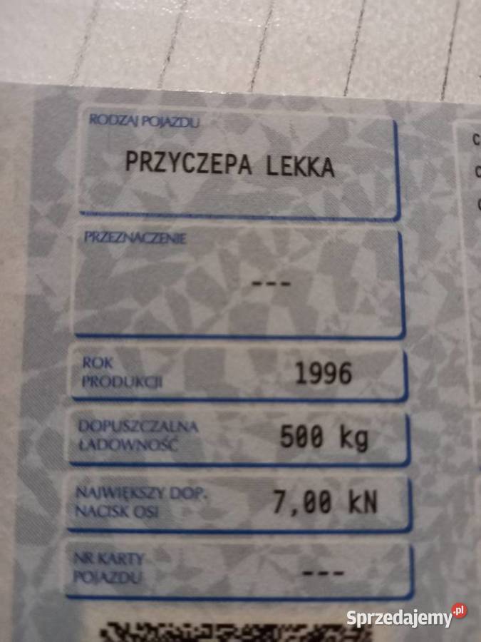 Przyczepka lekka dwukołówka zarejestrowana nieuszkodzony pomorskie Sadlinki